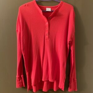 Red Aerie Waffle Offline Henley Long Sleeve Shirt- Size S